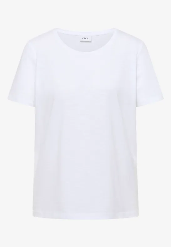 Thumbnail - Cecil Damen Basic T-Shirt mit Rundhals in Weiß, Gr: 3XL