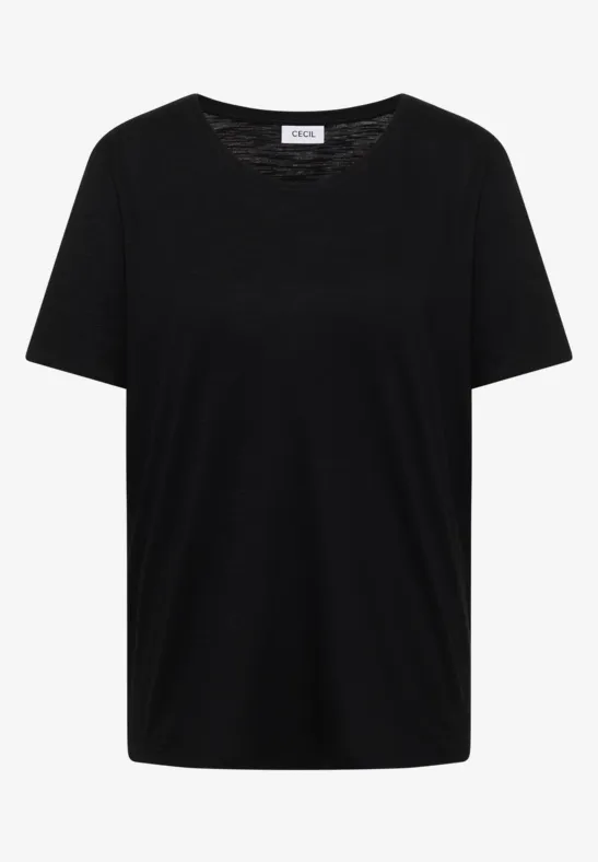 Thumbnail - Cecil Damen Basic T-Shirt mit Rundhals in Schwarz, Gr: 3XL
