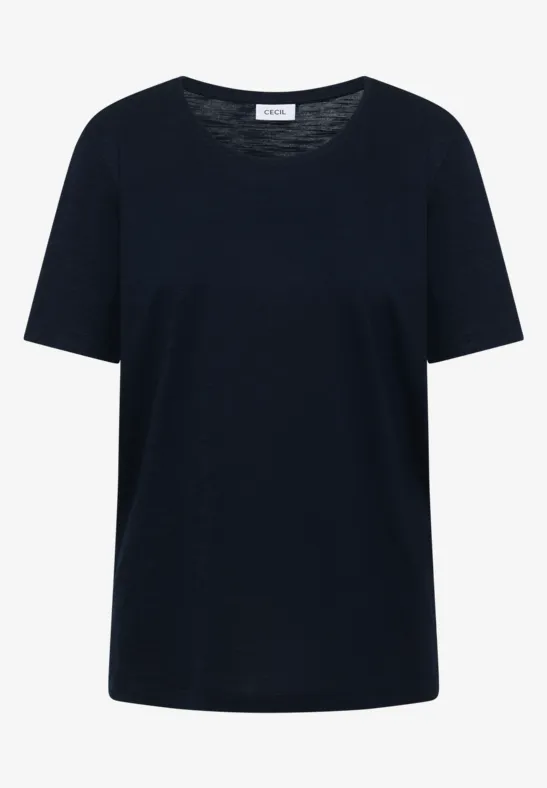 Thumbnail - Cecil Damen Basic T-Shirt mit Rundhals in Blau, Gr: M