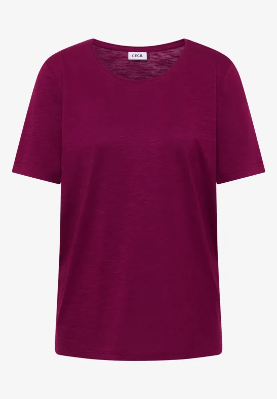Thumbnail - Cecil Damen Basic T-Shirt mit Rundhals in Pink, Gr: L