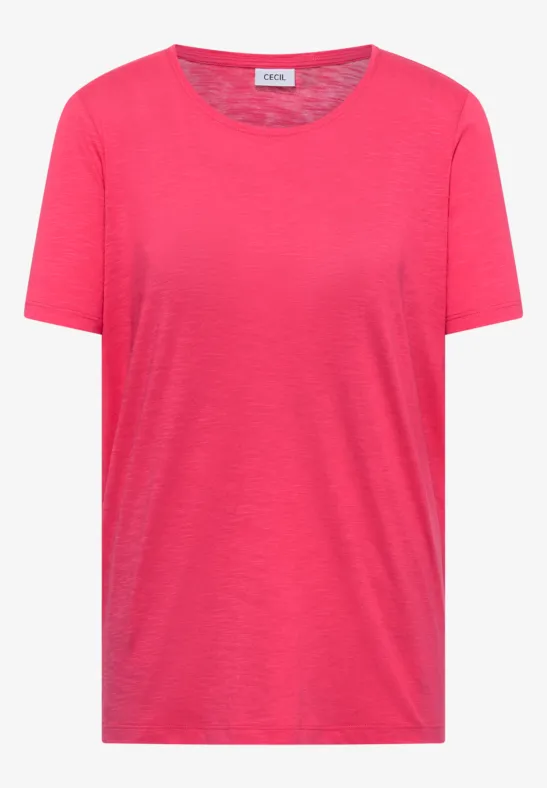 Thumbnail - Cecil Damen Basic T-Shirt mit Rundhals in Rot, Gr: L