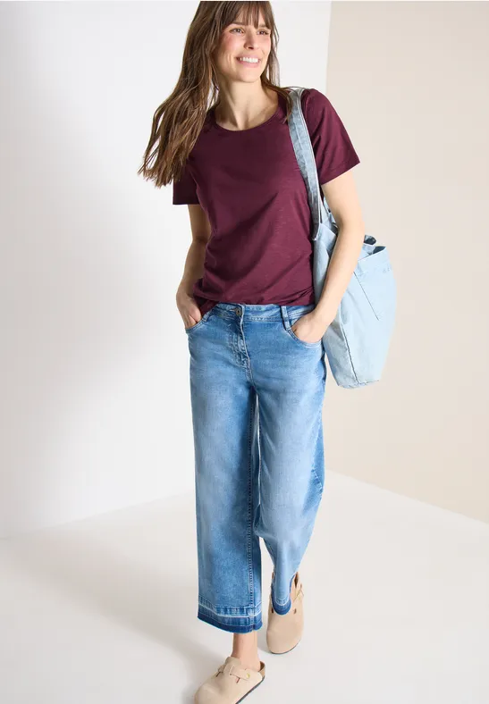 Thumbnail - Cecil Damen Basic T-Shirt mit Rundhals in Rot, Gr: L