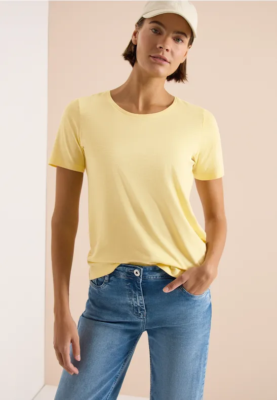 Basic T-Shirt mit Rundhals in Unifarbe