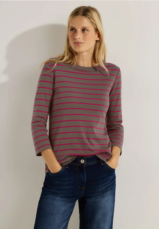 Cecil Damen Ripp-Shirt Basic - 3/4 Arm & U-Boot-Ausschnitt