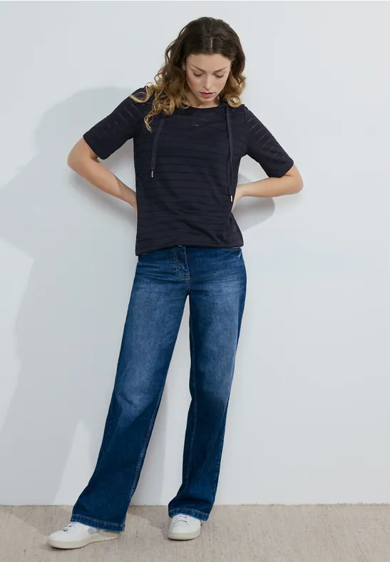 Cecil Dames Hoodie-T-shirt in Blauw, Gr: L