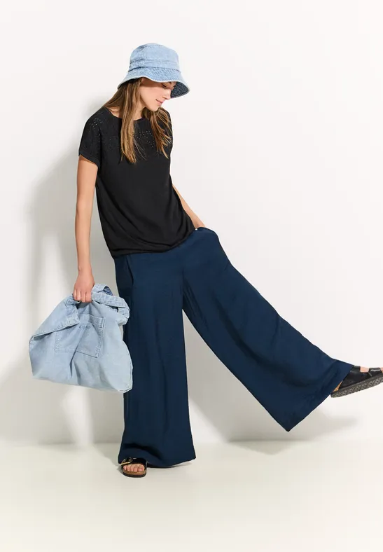 Thumbnail - Cecil Damen T-Shirt mit Stickerei in Schwarz, Gr: XS