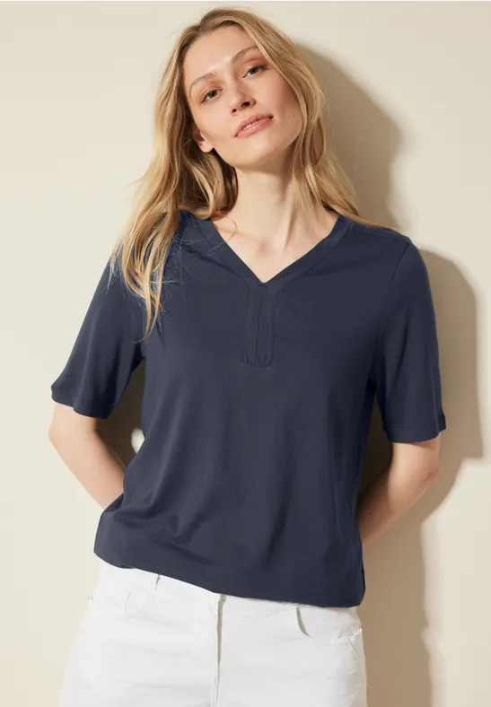 cecil T-Shirt Tunika Baumwolle-Modal Blau
