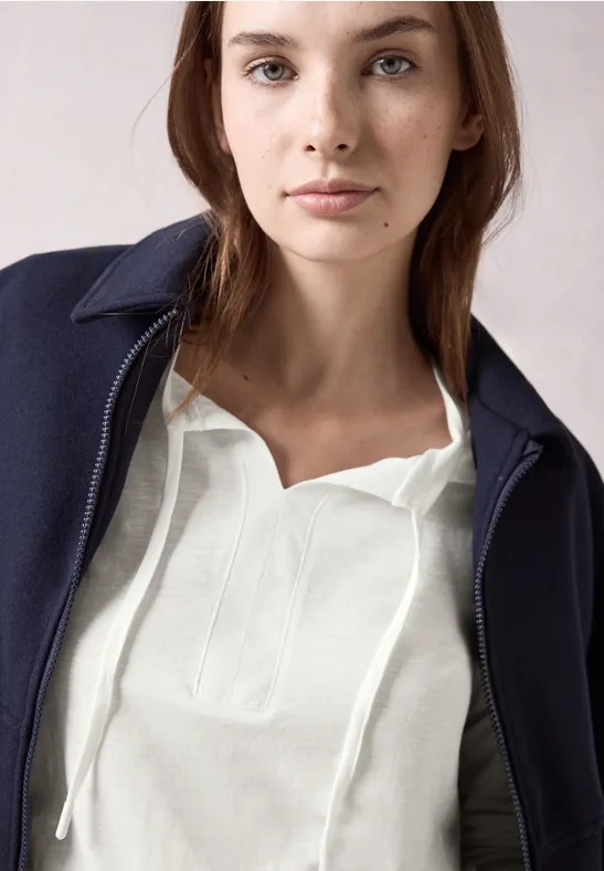 cecil Tunika Shirt Rundhals Baumwolle Weiss