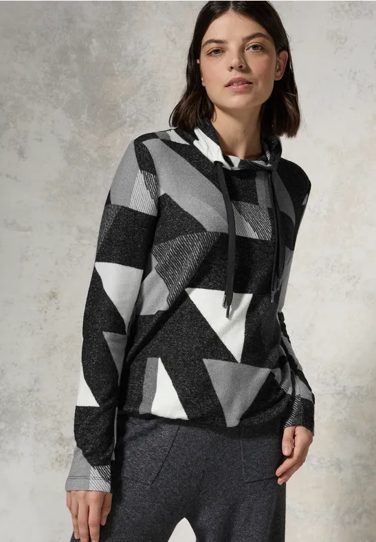 cecil Shirt mit Schalkragen