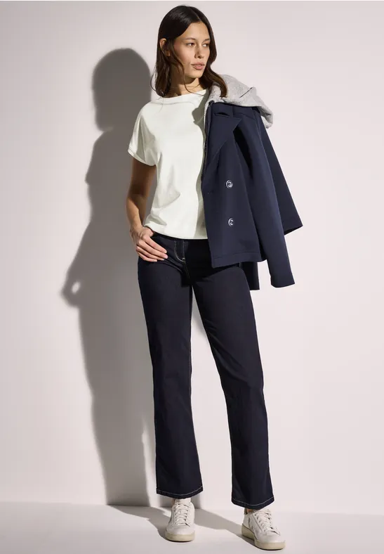 Thumbnail - Cecil Damen T-Shirt mit Raffung in Weiß, Gr: L