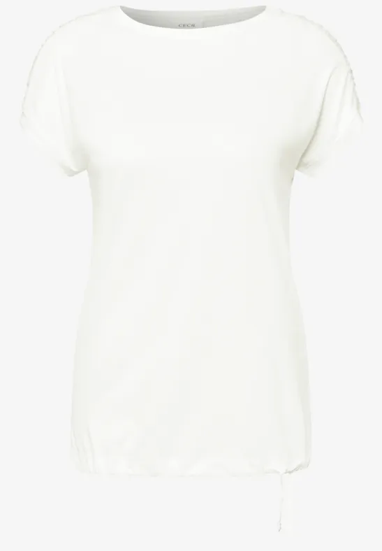 Thumbnail - Cecil Damen T-Shirt mit Raffung in Weiß, Gr: L