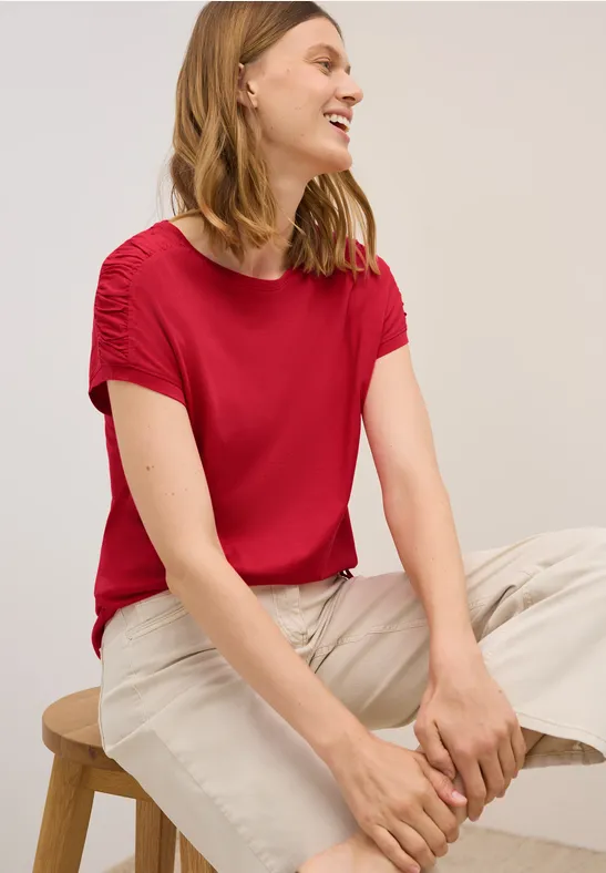 Cecil Dames Shirt met rimpels in Rood, Gr: S