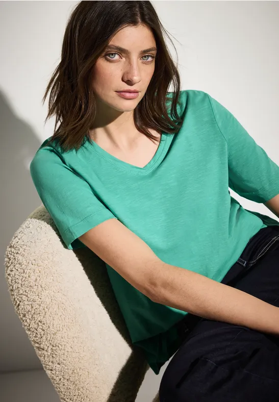 Cecil Dames T-shirt in tuniek-look in Groen, Gr: M