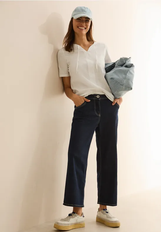 cecil T-Shirt Tunika-Look Baumwolle Weiß