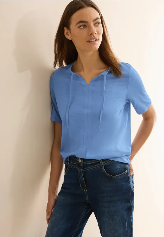 cecil T-Shirt Tunika-Look Baumwolle Blau