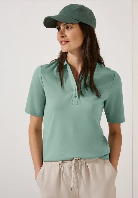 Thumbnail - Cecil Damen Poloshirt in Grün, Gr: XS