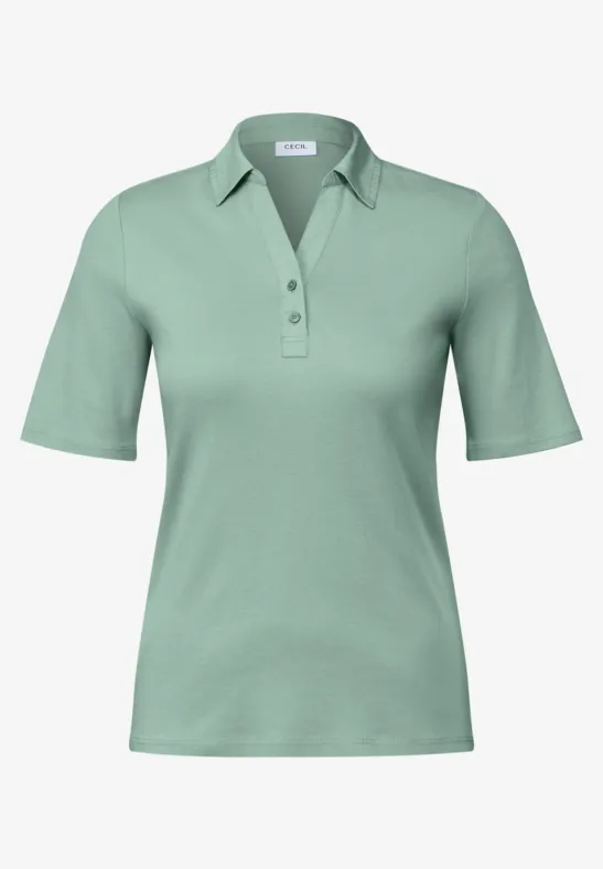 Thumbnail - Cecil Damen Poloshirt in Grün, Gr: XS