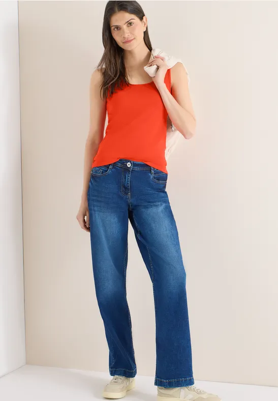 Thumbnail - Cecil Damen Basic Top in Unifarbe in Orange, Gr: XS