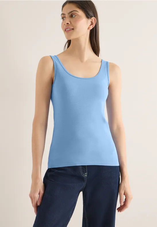 cecil Top Rundhals Organic Cotton Blau