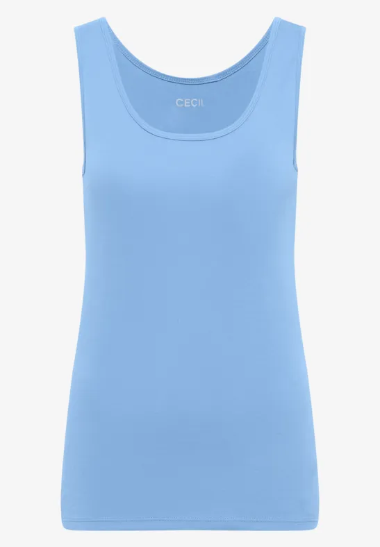 Thumbnail - Cecil Damen Basic Top in Unifarbe in Blau, Gr: S