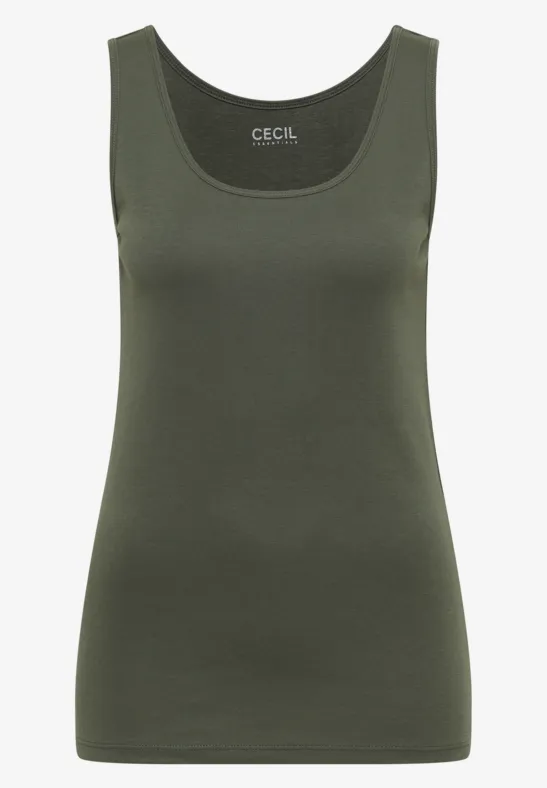 Thumbnail - Cecil Damen Basic Top aus reiner Baumwolle in Grün, Gr: XL