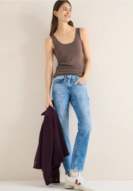 Thumbnail - Cecil Damen Basic Top in Unifarbe in Beige, Gr: L