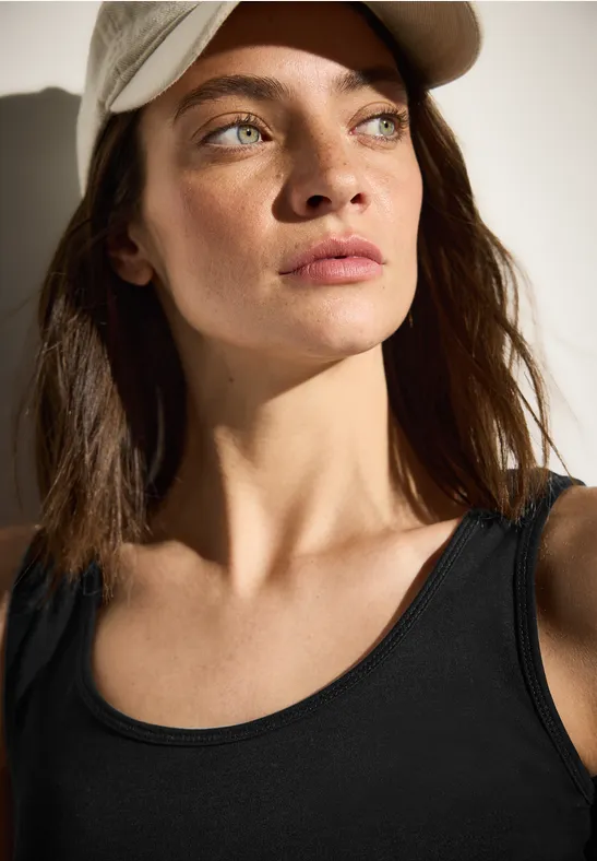 cecil Top Rundhals Organic Cotton Schwarz
