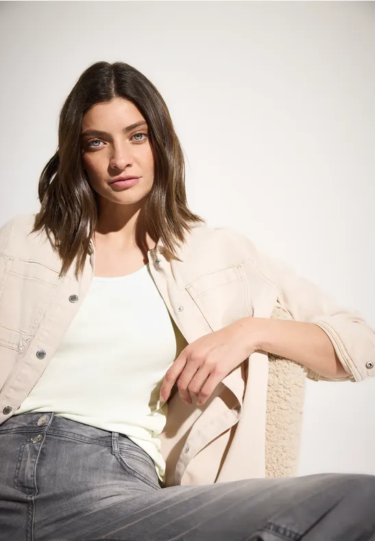 cecil Top Rundhals Organic Cotton Weiß