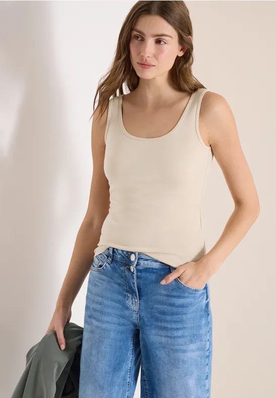 cecil Basic Top Linda Organic Cotton Beige