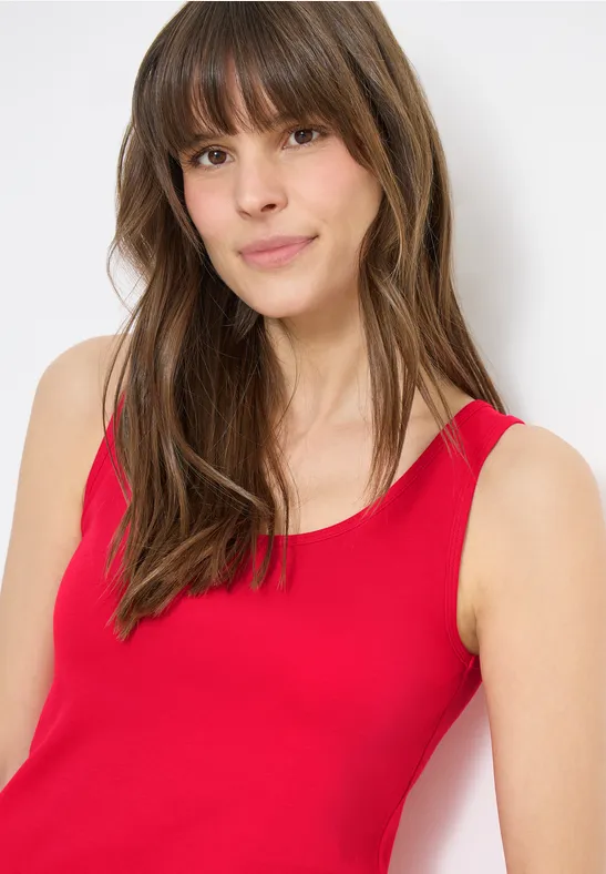 cecil Basic Top Rundhals Organic Cotton Rot