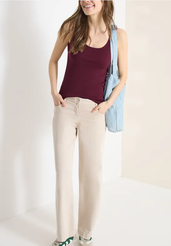 Thumbnail - Cecil Damen Basic Top mit Rundhals aus Baumwolle in Rot, Gr: L