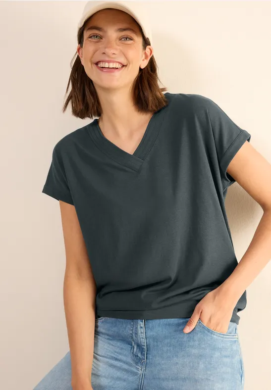 Cecil Dames Shirt met V-hals in Groen, Gr: M