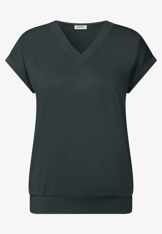 Thumbnail - Cecil Damen V-Neck T-Shirt in Grün, Gr: XS