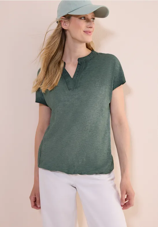 cecil T-Shirt Washed-Optik Baumwolle Grün