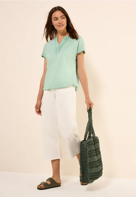 Thumbnail - Cecil Damen T-Shirt in Washed-Optik in Grün, Gr: XS