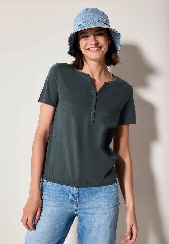 cecil T-Shirt Tunika-Look Fließend Baumwolle Grün