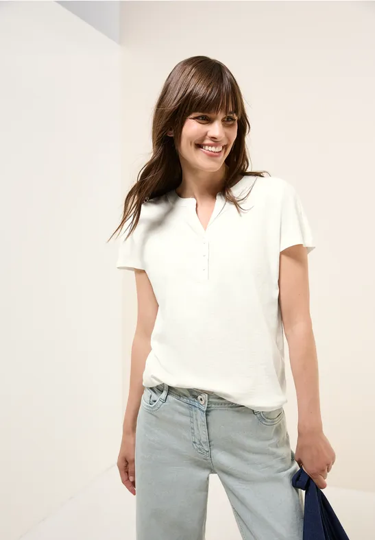 cecil T-Shirt Tunika-Look Baumwolle Weiß