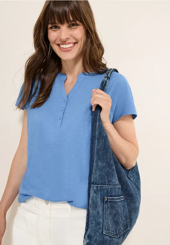 cecil T-Shirt Tunika-Look Baumwolle Blau