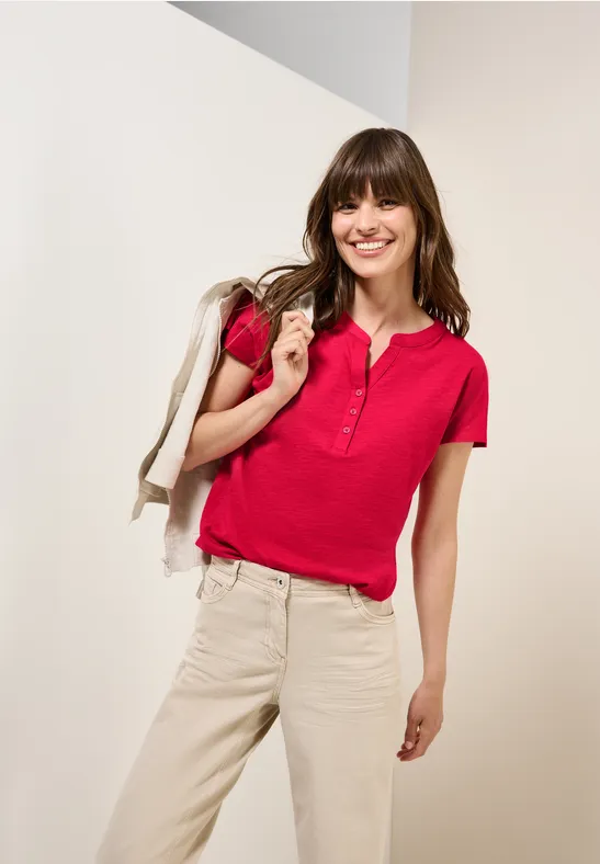 cecil T-Shirt Tunika-Look Baumwolle Rot