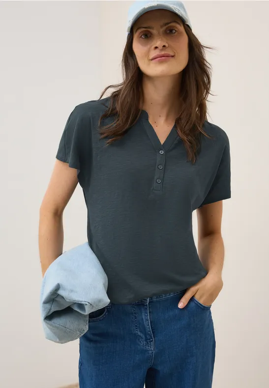 cecil T-Shirt Tunika-Look Baumwolle Grün