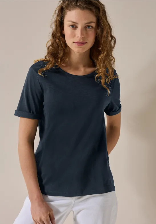 Cecil Dames Basic Shirt in Blauw, Gr: XXL