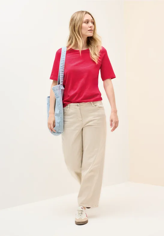 Thumbnail - Cecil Damen Basic T-Shirt in Rot, Gr: XXL