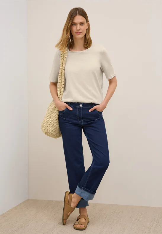Thumbnail - Cecil Damen Basic T-Shirt in Beige, Gr: XS
