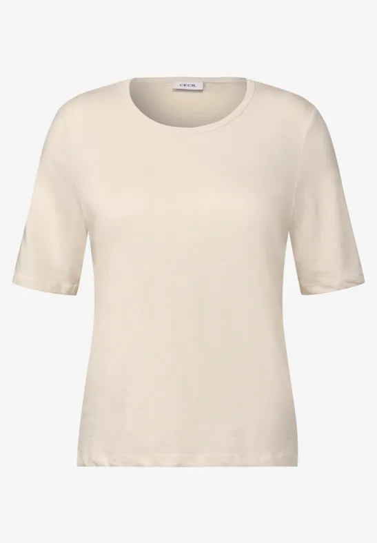Thumbnail - Cecil Damen Basic T-Shirt in Beige, Gr: XS