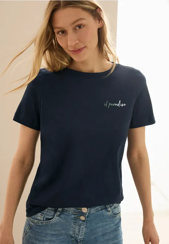 Cecil Dames Shirt met printdetail in Blauw, Gr: XS
