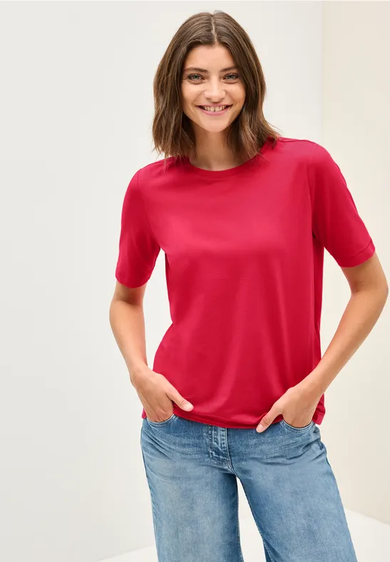 cecil T-Shirt Basic Baumwolle-Modal Rot