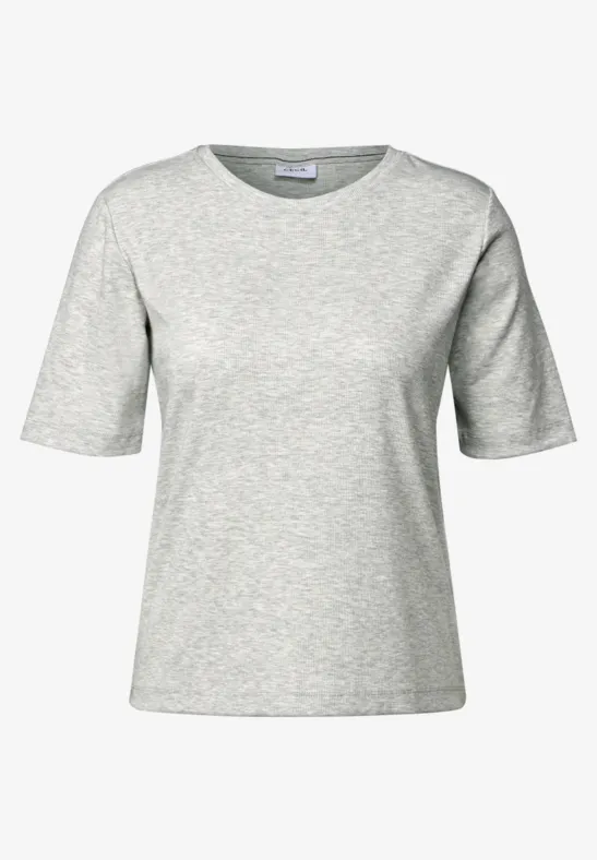 Thumbnail - Cecil Damen Basic Rippstruktur T-Shirt in Grau, Gr: XL