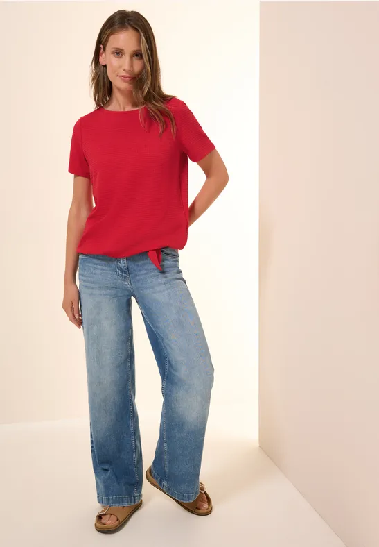 Thumbnail - Cecil Damen Strukturshirt mit Knoten in Rot, Gr: XL
