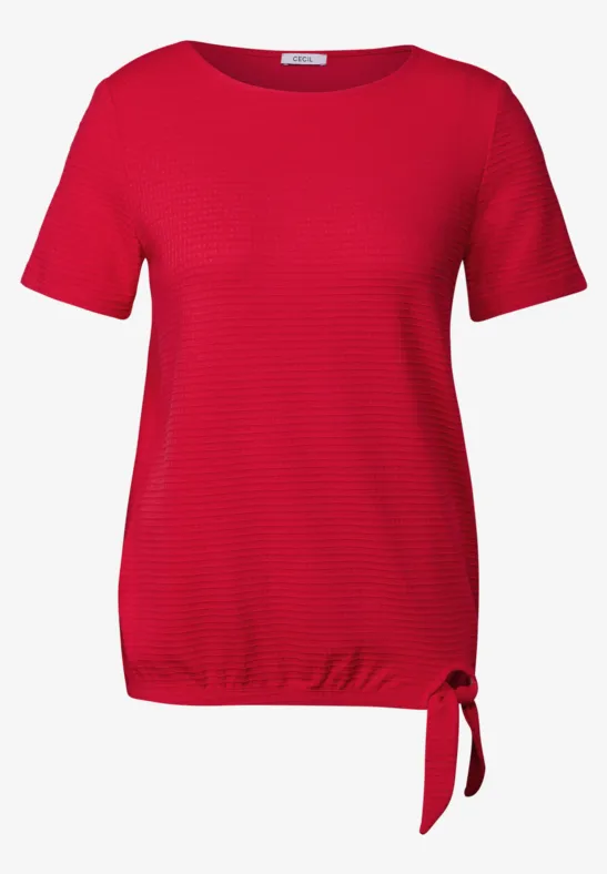 Thumbnail - Cecil Damen Strukturshirt mit Knoten in Rot, Gr: XL