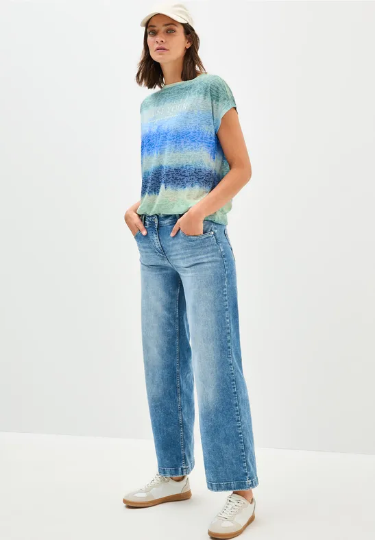 Thumbnail - Cecil Damen Shirt in Ausbrenner-Optik in Blau, Gr: M